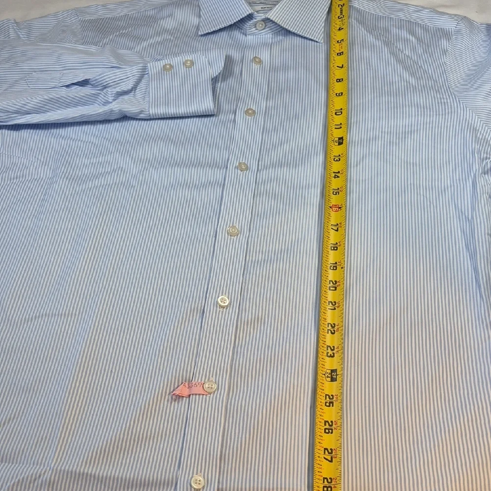 T.M.Lewin Men's Light Blue Pinstripe Dress Shirt - Picture 4 of 16